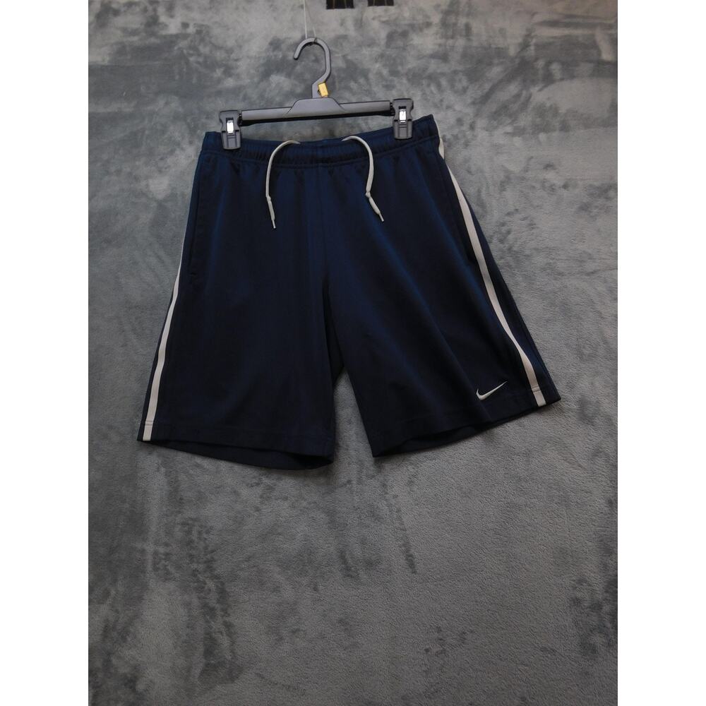 Nike Shorts Mens Small Navy Blue Knit Polyester Athletic Gym Stripe 450766-475